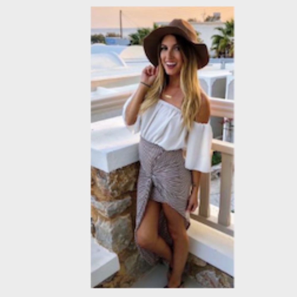 Striped Fitted Asymmetrical Skirt